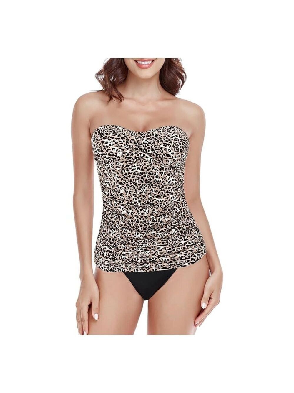 RELLECIGA Ruched Tankini Set Leopard Large NWT
